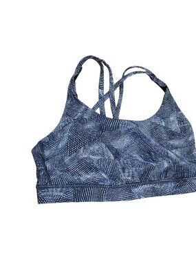 Lululemon ENERGY sports Bra VELOCITY MESH ISLAND MIST BLACK 8 S/M Square Neck